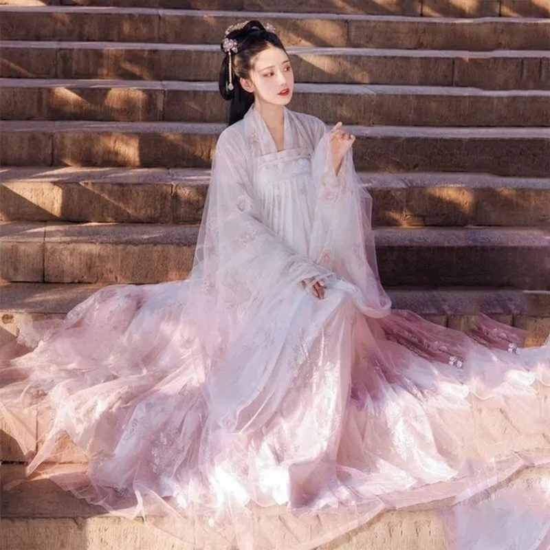 Chiński starożytny kostium dla kobiet 2022 piętro długość tancerz suknia tradycyjny chiński strój Hanfu Prom urodziny prezent na boże narodzenie