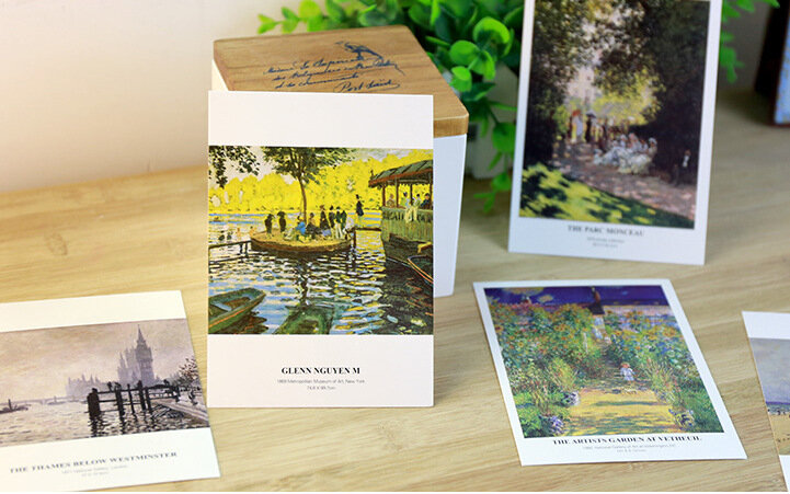 30 arkuszy Claude Monet obraz olejny kartka urodzinowa prezenty na rocznicę pocztówka kartka z życzeniami karta życzeń moda prezent Dropshipping