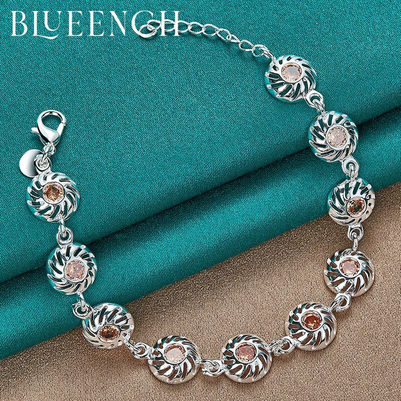 Blueench 925 prata esterlina zircão redondo pulseira para senhoras gala festa anual alta jóias