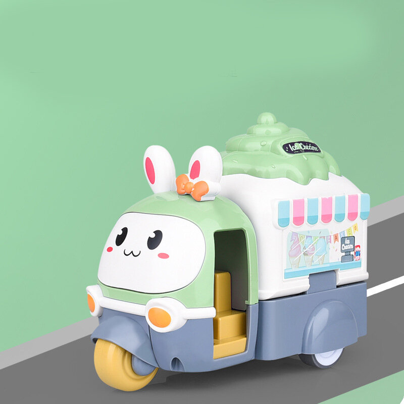 어린이 토끼 관성 충격 변형 방출 자동차 아이스크림 트럭 장난감 교육 완구 어린이를위한 선물 3-6 세