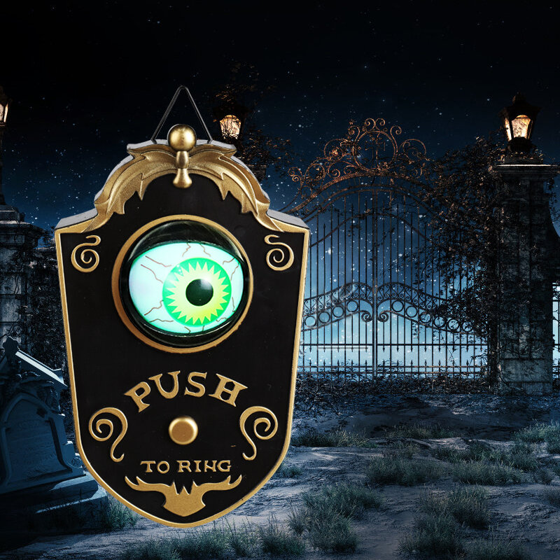 Электрический одноглазный дверной звонок на Хэллоуин, светящийся звуковой дверной звонок, украшение с привидениями, страшный подвесной пр...