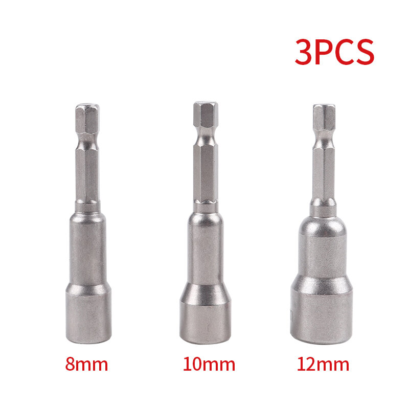 3PcsScrewdriver Socket Wrench Specification 8mm 10mm 12mm Strong Magnetism Hex Sleeve Nozzles Nut Driver For Power Tool