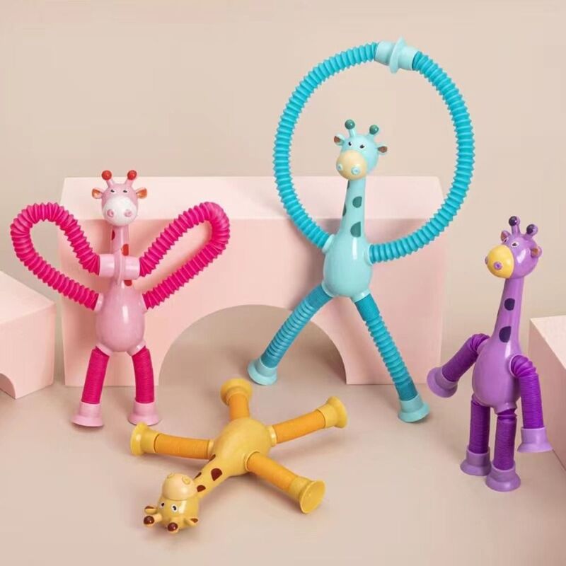 Tubos sensoriales de jirafa para niños y adultos, juguetes educativos de animales con ventosa para aliviar el estrés