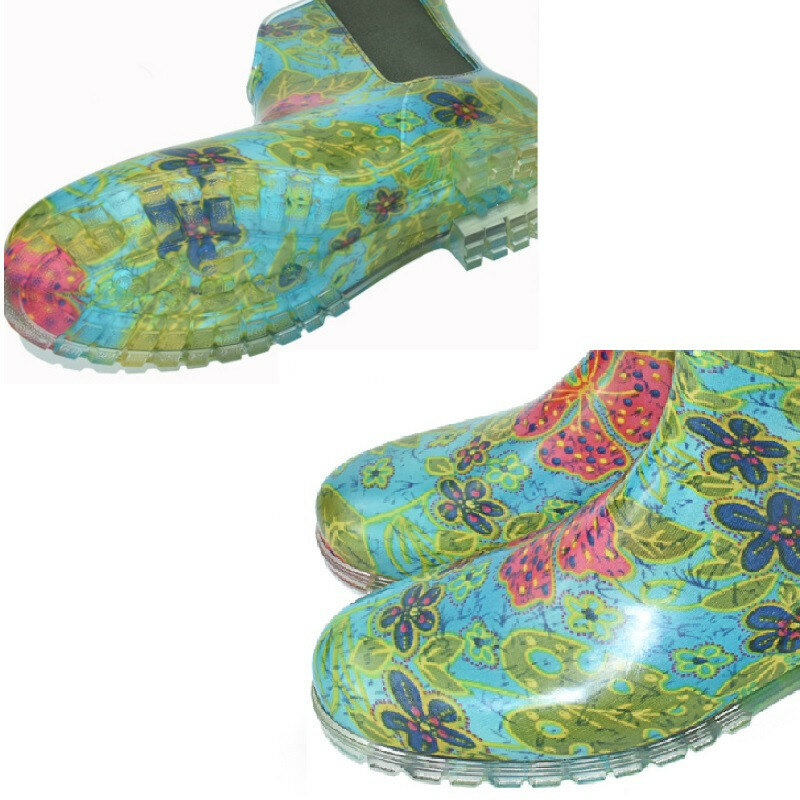 Rainboots ملابس نسائية مقاومة U-شكل حزام مرن Rainboots أحذية ماء عدم الانزلاق أحذية المياه مقاوم للماء الكبار أحذية من المطاط