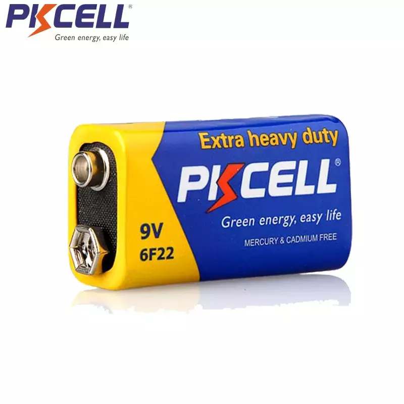 12 Buah Baterai PKCELL 9 V 6F22 9 Volt Setara dengan Baterai CR9V ER9V 6LR61 Baterai Karbon Zinc Tugas Berat Ekstra untuk Therm Elektronik