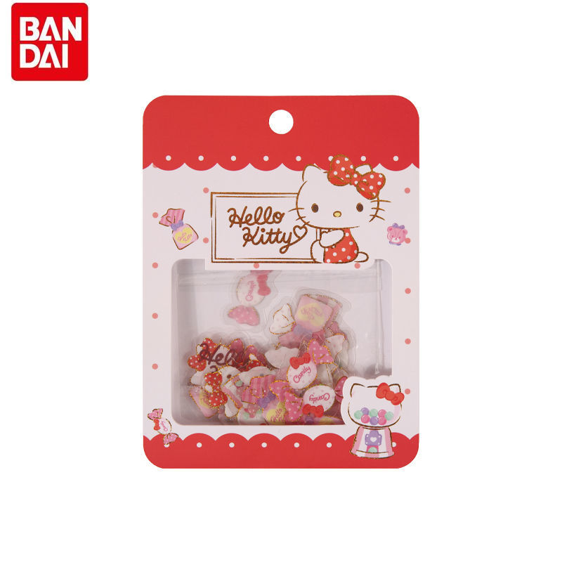 Bandai Hello Kitty Cartoon Sticker forma irregolare confezione di adesivi adesivo decorativo fai-da-te per studenti di cancelleria adesivo trasparente