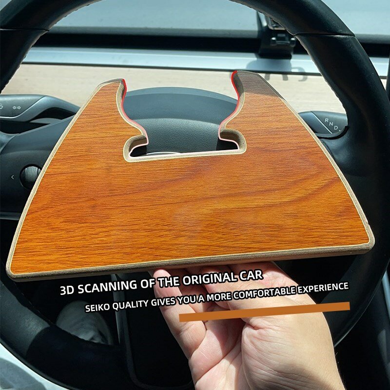 Per Tesla modello 3 / y volante accessori da tavolo per tablet portatile portatile vassoio per alimenti piccoli accessori da tavolo in legno