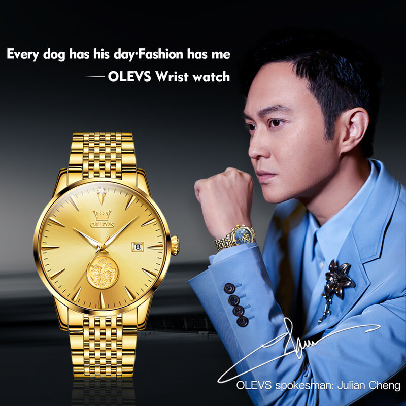 OLEVS wodoodporny w pełni automatyczny wysoki zegarek wysokiej jakości dla mężczyzn automatyczny mechaniczny stalowy pasek ze stali biznes męskie zegarki na rękę