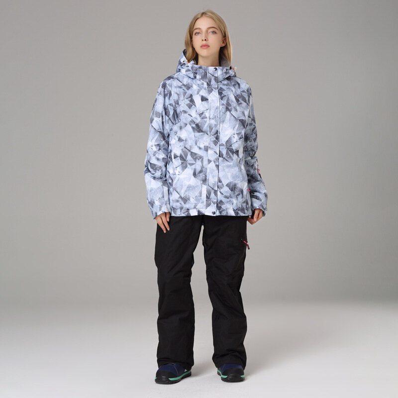 Komplet garniturów narciarska SEARIPE damska zimowa ciepłe czapki odzież termiczna wiatrówka wodoodporne kurtki spodnie na zewnątrz płaszcz snowboardowy do spodni