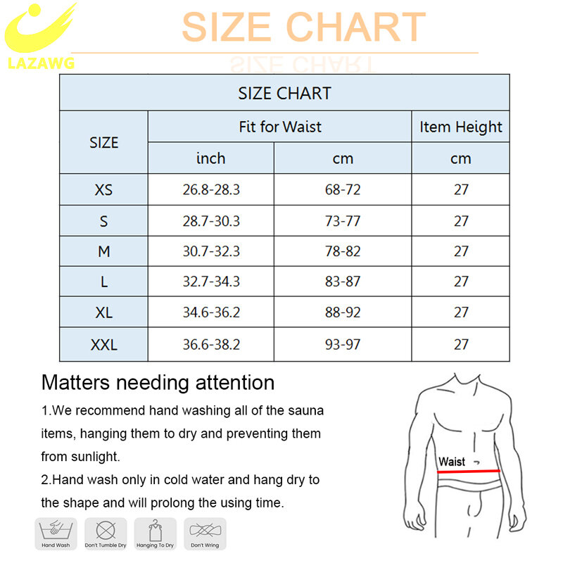 LAZAWG Sweat Waist Trainer Belt for Men Neoprene Waisted Trimmer for Weight Loss Slimming Body Shaper Tummy Control Girdle