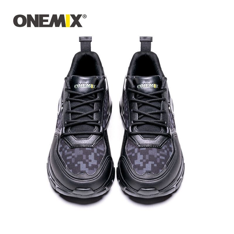ONEMIX Sepatu Lari Pria Gaya Baru Sneakers Trekking Jogging Luar Ruangan Sepatu Atletik Kulit Tebal Sepatu Bot Militer Pria Sepatu Kerja