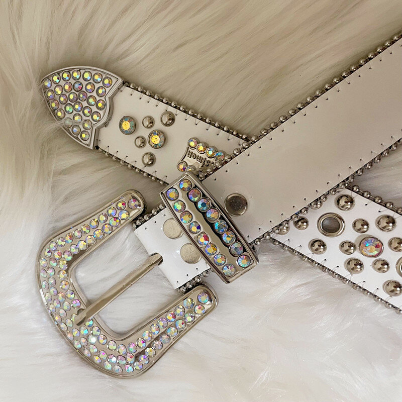 Ремень в стиле Харадзюку Y2K Стразы мужской роскошный ремень с бриллиантами Bing ремни в стиле панк ковбойские шипованные ремни для платья