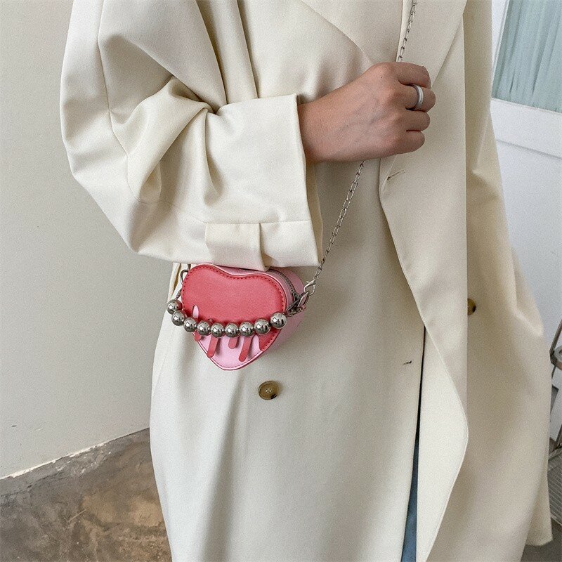 Mini billeteras de cuero PU con forma de corazón para mujer, cartera cuadrada corta de lujo, monederos sencillos informales de moda de Color sólido, 2022
