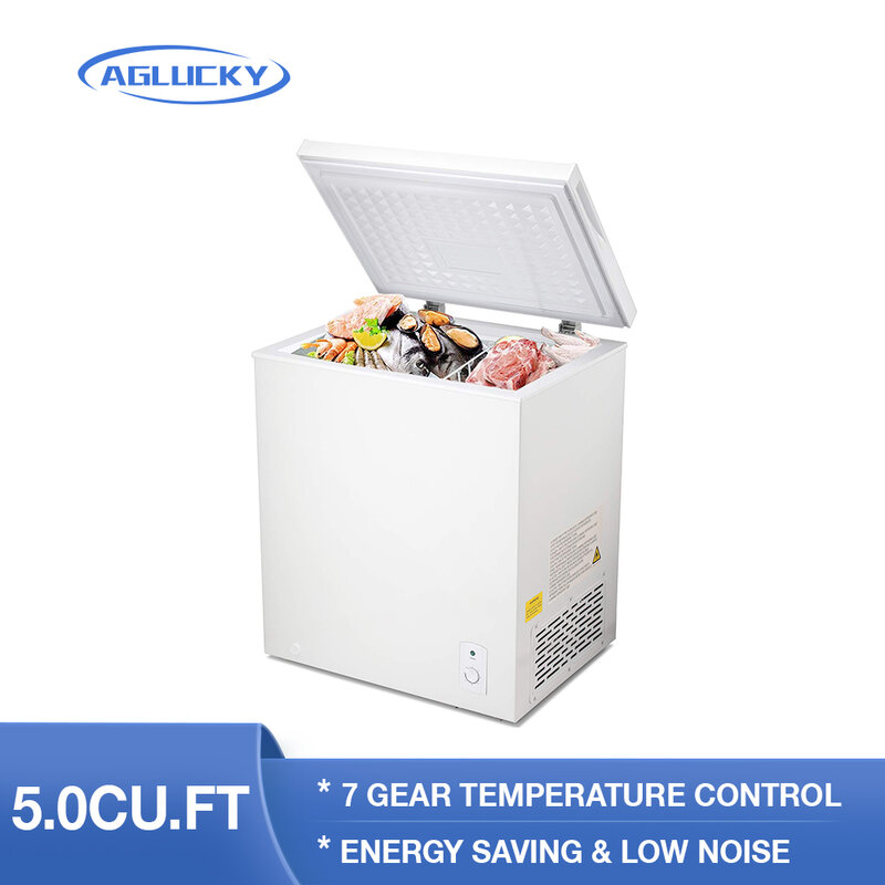 Aglucky compacto mini freezer 5 pés cu com baixo ruído de poupança energia geladeira profunda para cozinha quarto apartamento escritório