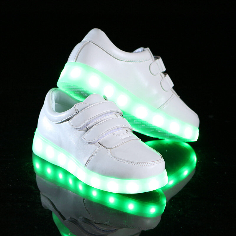 Tamanho 24-37 usb carregador brilhante tênis crianças led sapatos casuais meninos flash chinelos botas luminosas meninas sandálias respiráveis