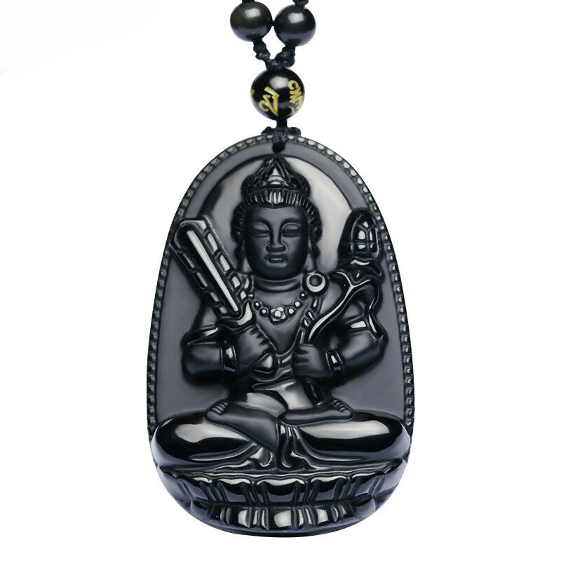 High Quality Unique Natural Black Obsidian Carved Buddha Lucky Amulet Pendant Necklace For Women Men pendants Jewelry