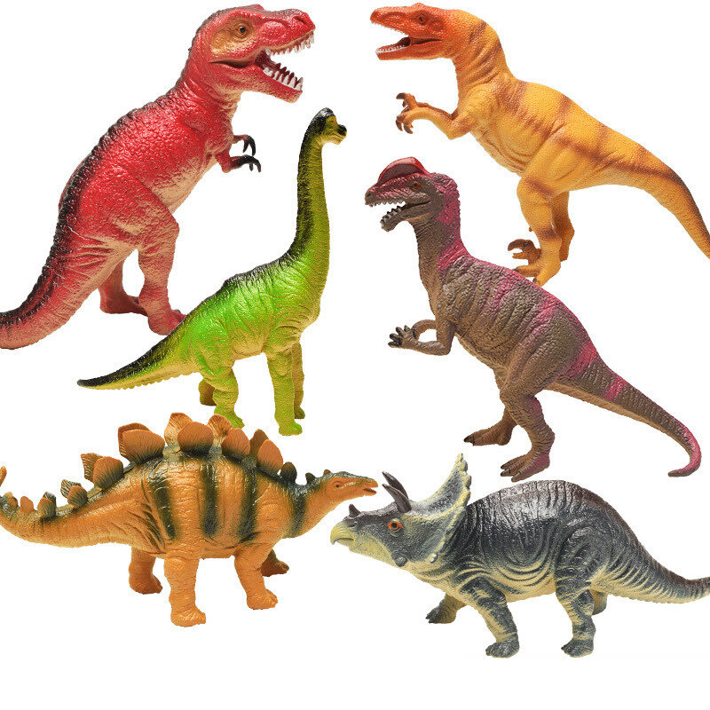6 Models Vocal Large Tyrannosaurus Rex Triceratops Simulation Dinosaur Model Toys Soft Toys Children's Funny Sounding Toys Gift