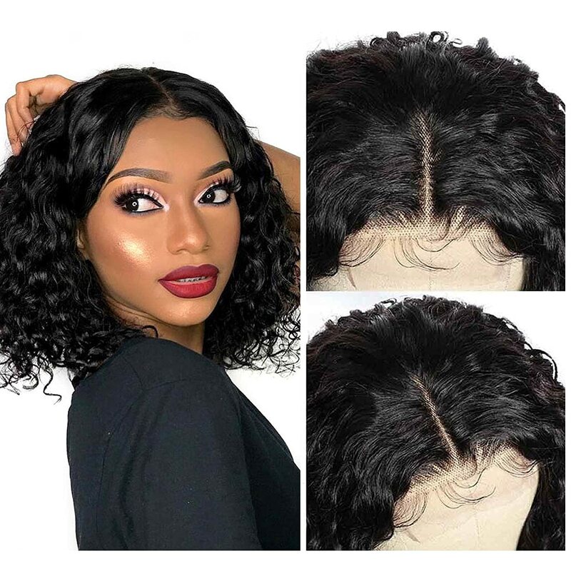 Krótka koronkowa peruka na przód syntetyczna koronka koronkowa peruka na przód czarne peruki dla czarnej kobiety z Babyhair żaroodporne
