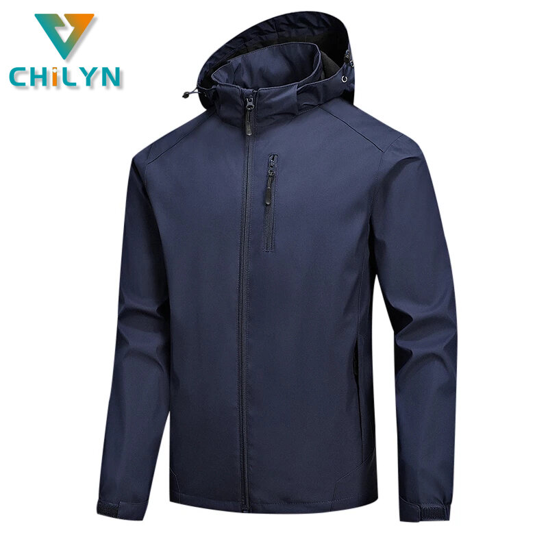 LNGXO – veste de randonnée coupe-vent à capuche pour hommes, vêtements d'extérieur, manteaux imperméables, vestes de course de Camping