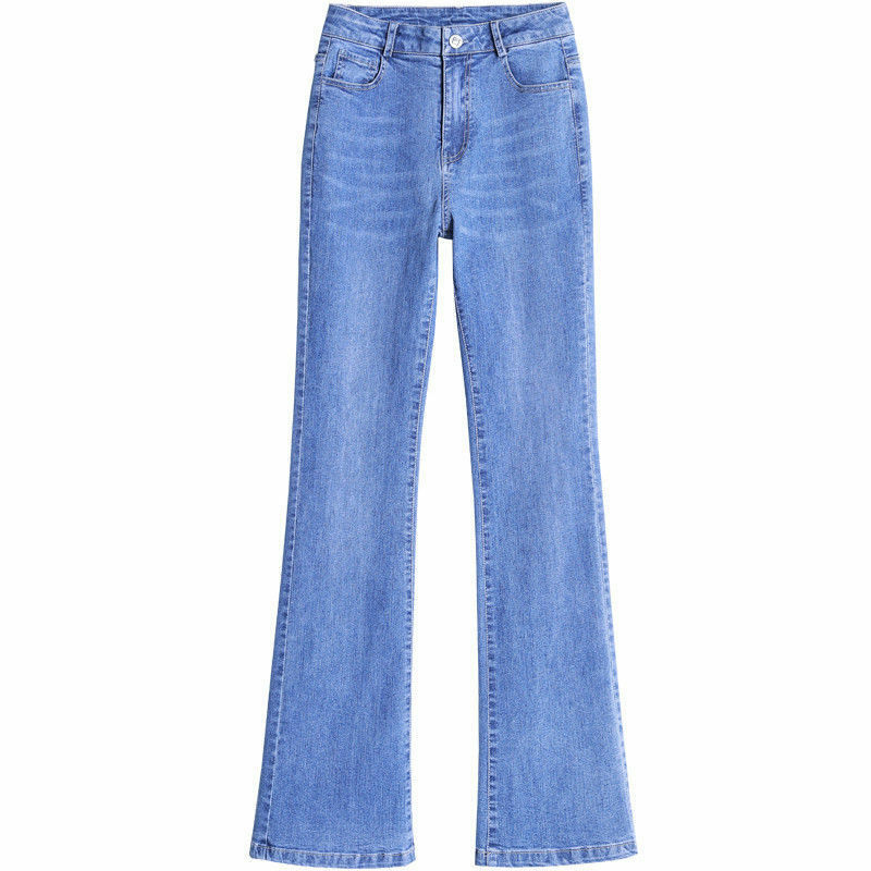 2023 nova primavera verão feminino casual flare calças de moda senhoras alta qualidade jeans mulher azul