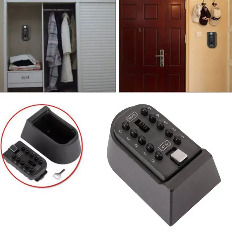 키 안전 상자, 알루미늄 합금, 벽 장착 키 정리 케이스, 홈 안전 암호 보안 잠금 보관 상자, 코드 포함