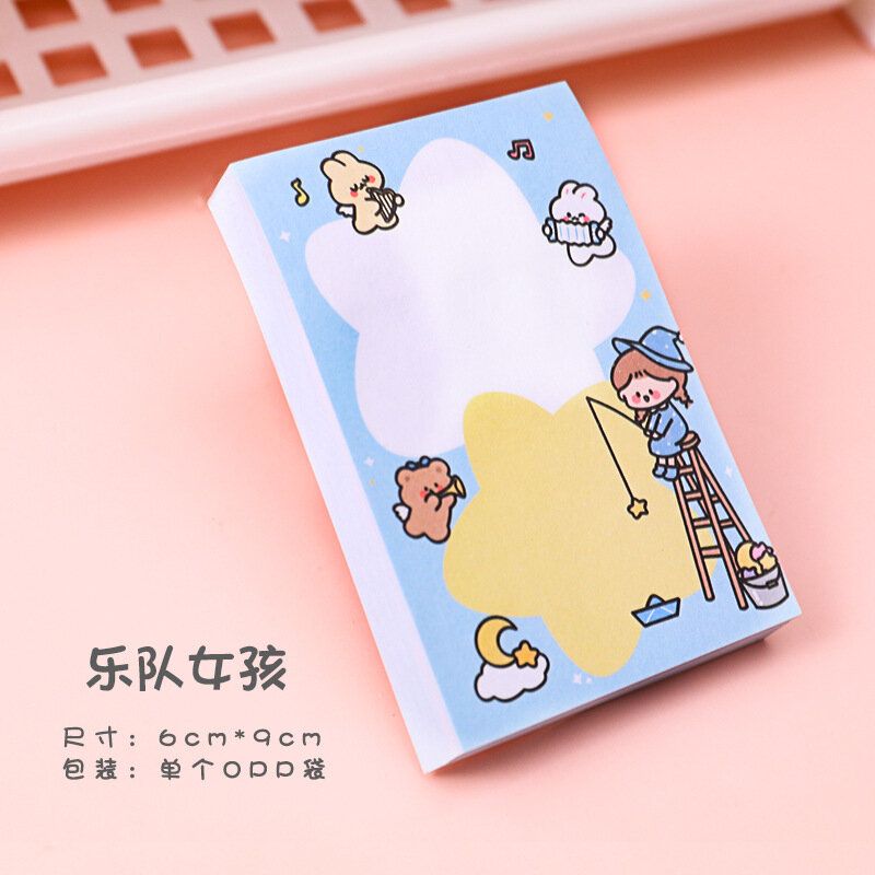 80 pagine coreano Ins Notebook Cartoon Paper Girl Cute Stationery Memo Pad Office Message materiale scolastico Kawaii Decor Sticky Notes