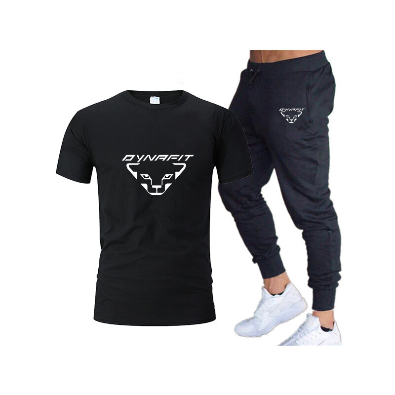 2023 Men's Two-piece Sportswear Suit DYNAFIT Short Sleeved Casual T-shirt and Pants Summer Sports Fitness Jogging Men Sets