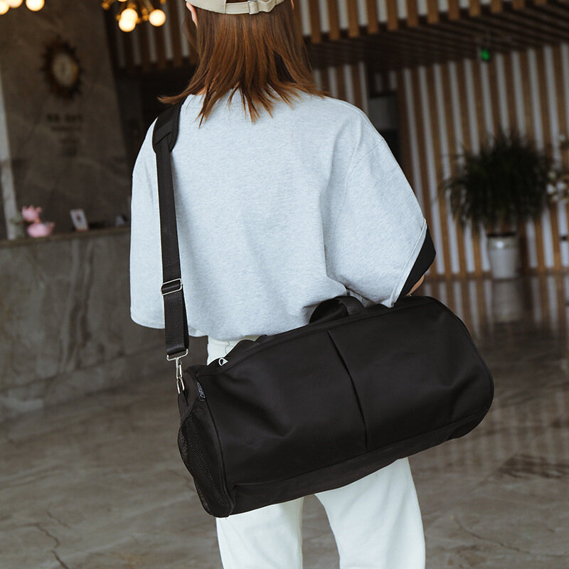 Bolsas de gimnasio para mujer, bolsa deportiva negra personalizada, portátil, de viaje, con compartimiento para zapatos