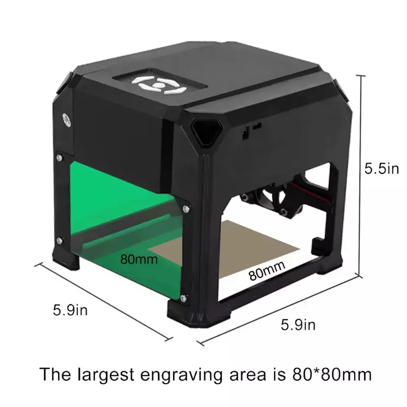 3000mw cnc gravador a laser desktop máquina de gravura a laser 80x80mm mini gravador a laser carpintaria diy logotipo marca impressora cortador