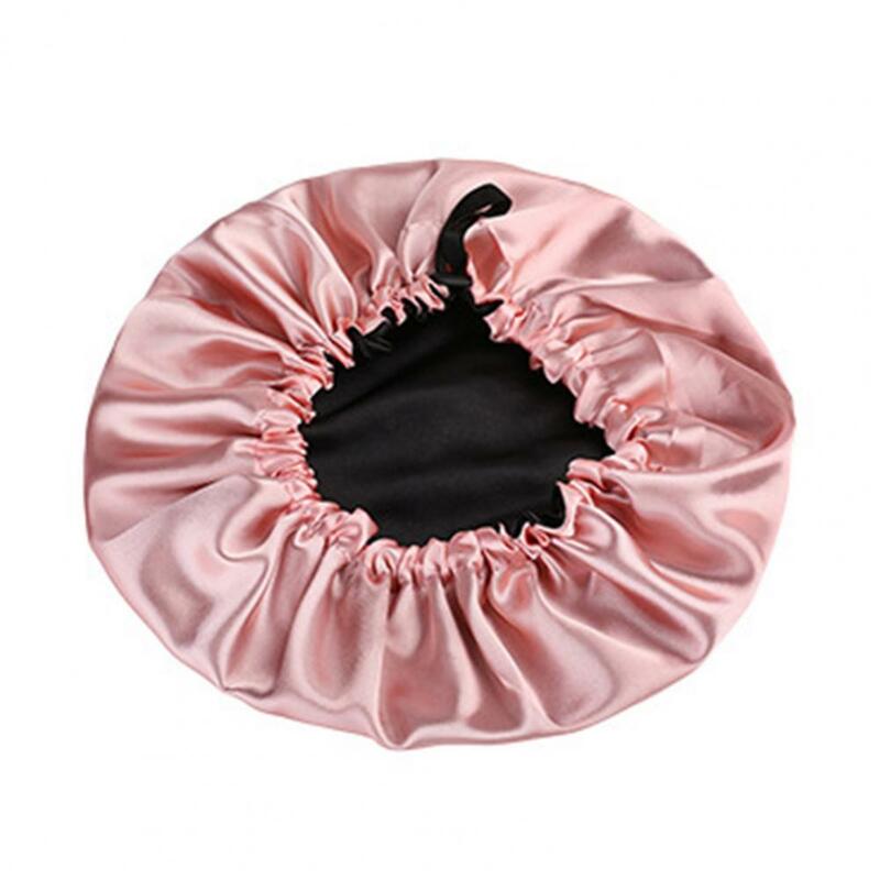 Soft  Stylish Anti-wet Multi Colors Shower Hat Drawstring Sleep Cap Smooth Surface   for Sleeping