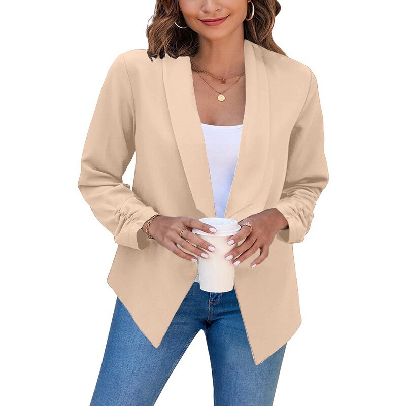 Black Women Blazer 2022 Formal Slim Blazers Lady Office Work Suit Pockets Jackets Coat Female Solid Color Blazer Jackets Femme