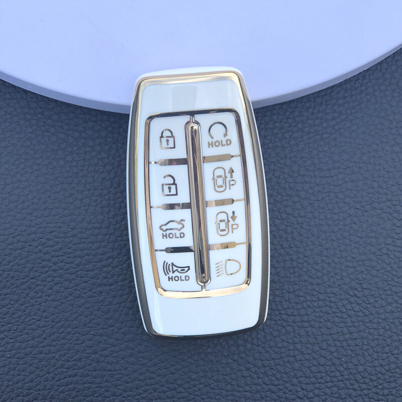 Auto TPU Schlüssel Fall Abdeckung Halter Für Hyundai Genesis GV70 GV80 GV90 2020 2021 2022 Schlüssel Shell Ring Schutzhülle Zubehör