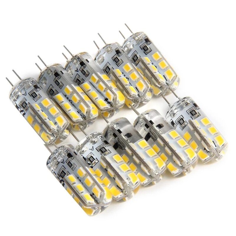 G4 LED 실리콘 램프, 따뜻한 화이트/화이트, 360 도 각도 LED 조명, 1.5W, 3W, 5W, 9W, 10W, 12W, 15W, 12V, AC220V, 3014SMD, 24LED 전구, 10 개