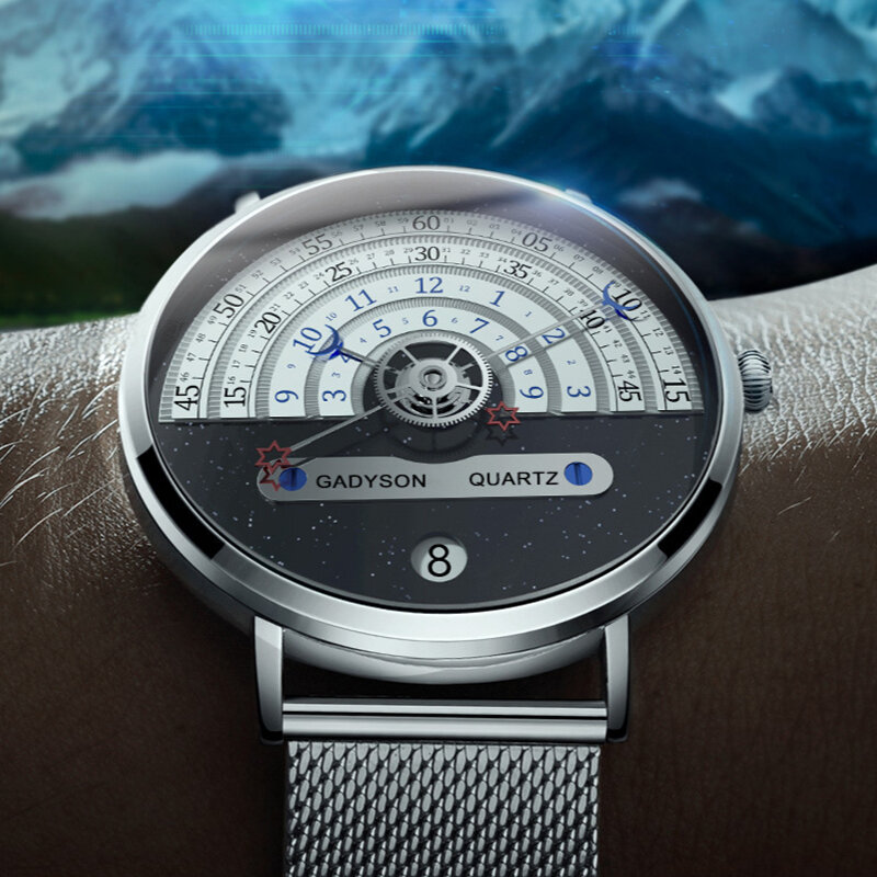นาฬิกาผู้ชายแบรนด์ DOM กันน้ำที่ไม่ซ้ำกัน Moon Star Hands Concept แฟชั่นบุคลิกภาพนักเรียนชายนาฬิกาข้อมือค...