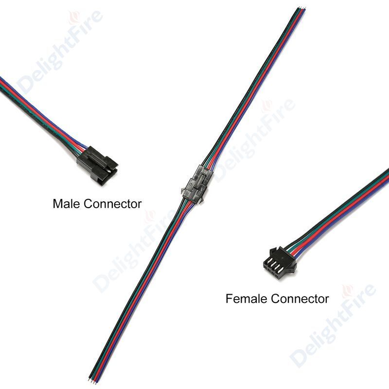 Conectores sm jst fio de cobre preto, 2/3/4/5/6 pinos led, conector macho para fêmea para 3528 5050 rgb rgbw tira de luz