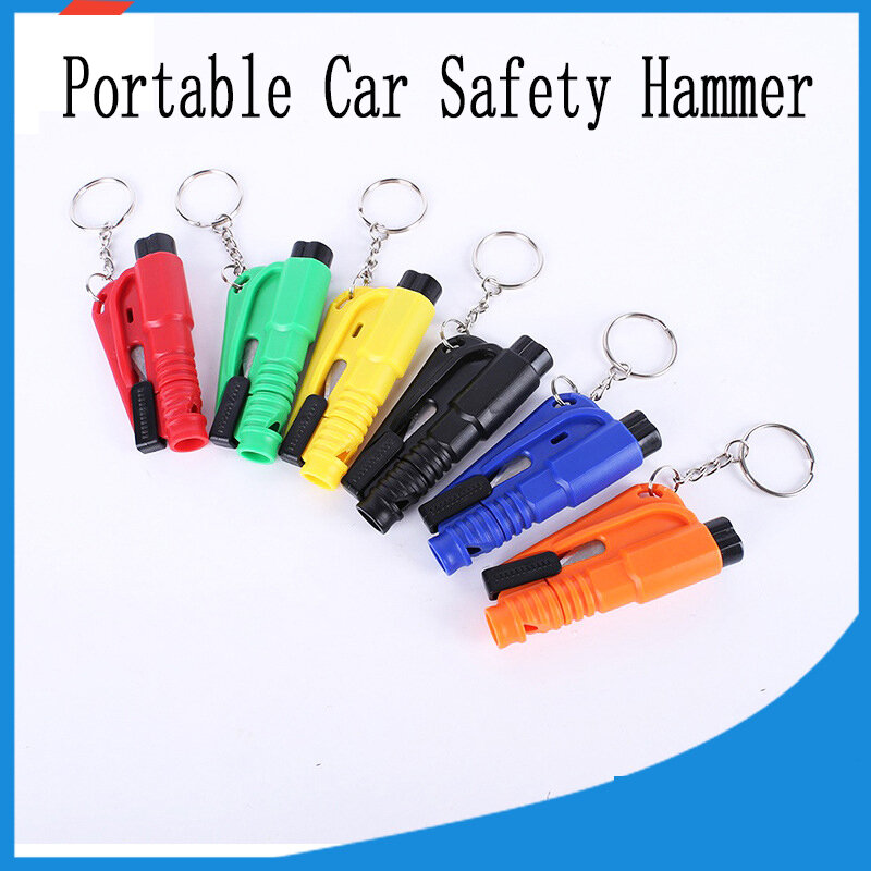 Marteau de sécurité Portable pour voiture, Type ressort, brise-vitre, poinçon coupe-ceinture de sécurité, porte-clés, outil d'urgence pour voiture