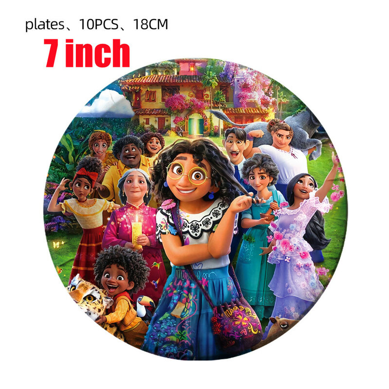 Disney Encanto Birthday Party Decorations Disposable Tableware Set Paper Cups Plates Flags Baby Shower Kids Girls Party Supplies