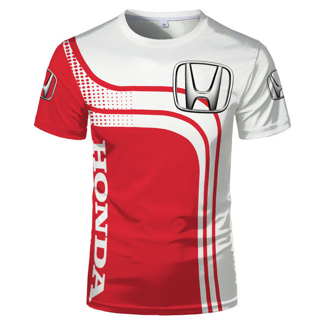 Футболка мужская с коротким рукавом, Повседневная модная брендовая в стиле хип-хоп, с цифровым принтом логотипа мотоцикла Honda
