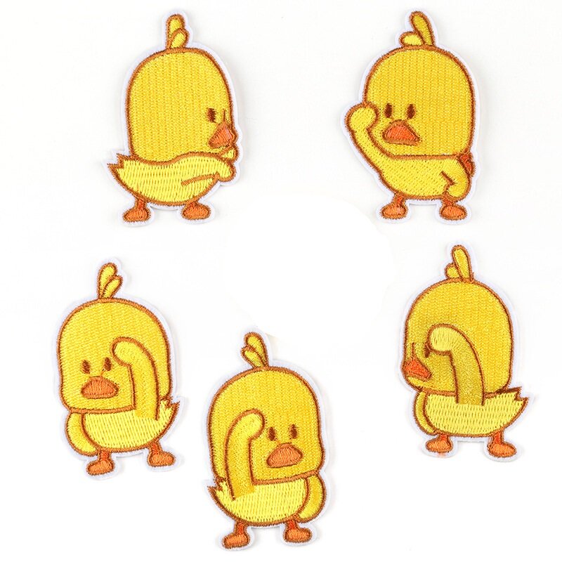 5Pcs Cartoon yellow Duck Ironing on Embroidered Patches For on Clothes DIY Hat Jeans skirt Sticker Sew-on Patch Applique Badge