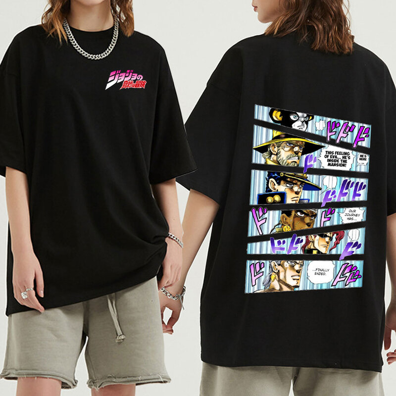 Summer Male Tops Funny Cartoon T-shirt Streetwear Fashion Unisex Graphic Tees Japanese Anime Jojo Bizarre Adventure Men T Shirt