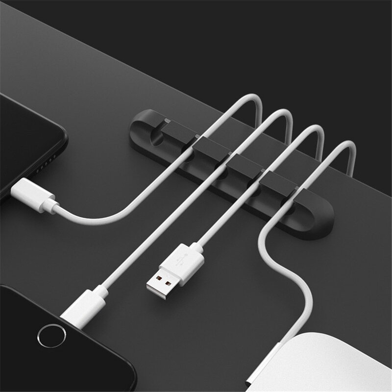 Silicone Cable Organizer USB Earphone Clip Charger Wire Data Line Holder Cable Organizer Cord Clip Office Desk Accessories