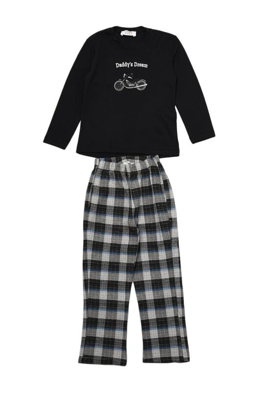 Trendyol-Conjunto de pijama de punto para hombre y niño, ropa de dormir con estampado, TKDAW22PT0674