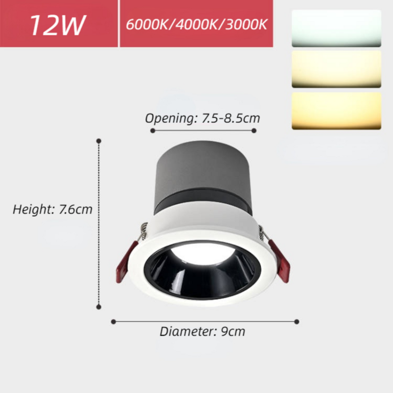 Recessed LED Ceiling Lamp 5W/7W/12W/20W For Indoor Lighting Background Lamps AC85~265V Anti-glare Spotlight COB LED Downlights