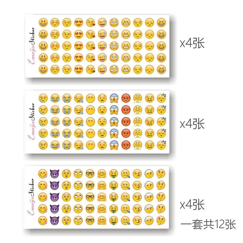 12 blätter/Lot Vintage Emoji-Aufkleber Für Telefon Kid Studenten Dekorative ScrapBooking Tagebuch DIY Klebstoff Schule Schreibwaren