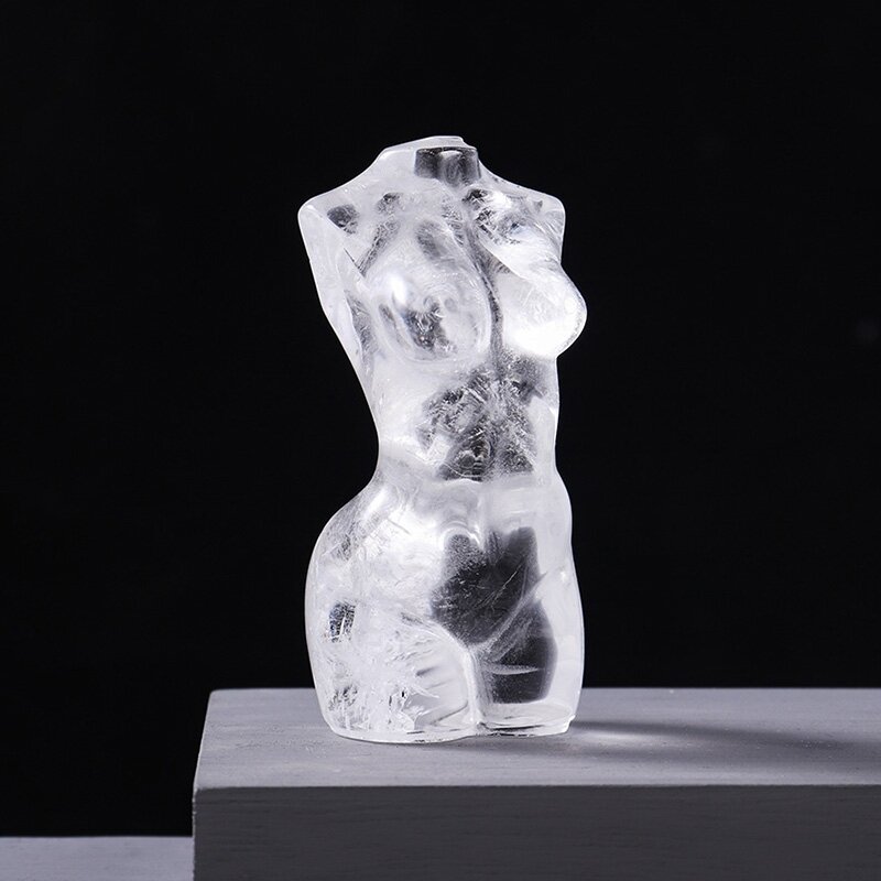 Natural white Crystal Goddess Statue Woman Torso Energy Gem Body Sculpture Feng Shui Healing Gemstone Decor Quartz Gift