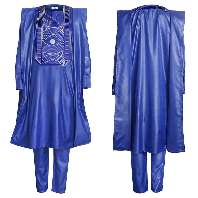 H & D 2022 nuovo abbigliamento tradizionale africano abbigliamento formale Bazin Riche Dashiki outfit camicia pantaloni abito abito Musulman abiti per uomo