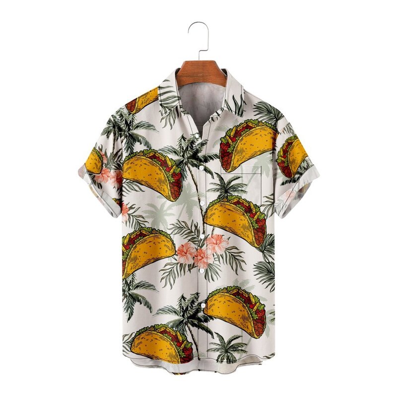 2022 nova camisa havaiana masculina de manga curta 3d moda impressa camisas para homens casual solto t tops camisa de rocha