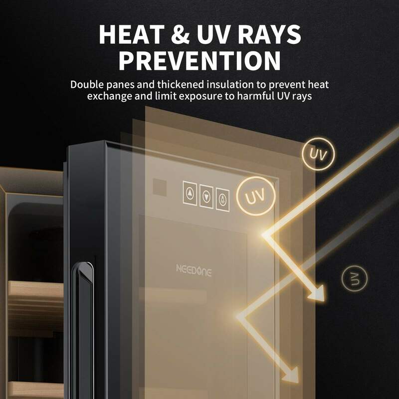 NEEDONE 23L 전기 쿨러 휴미더 시가 캐비닛, 지능형 제어 온도 삼나무 나무 저소음 와인 냉장고