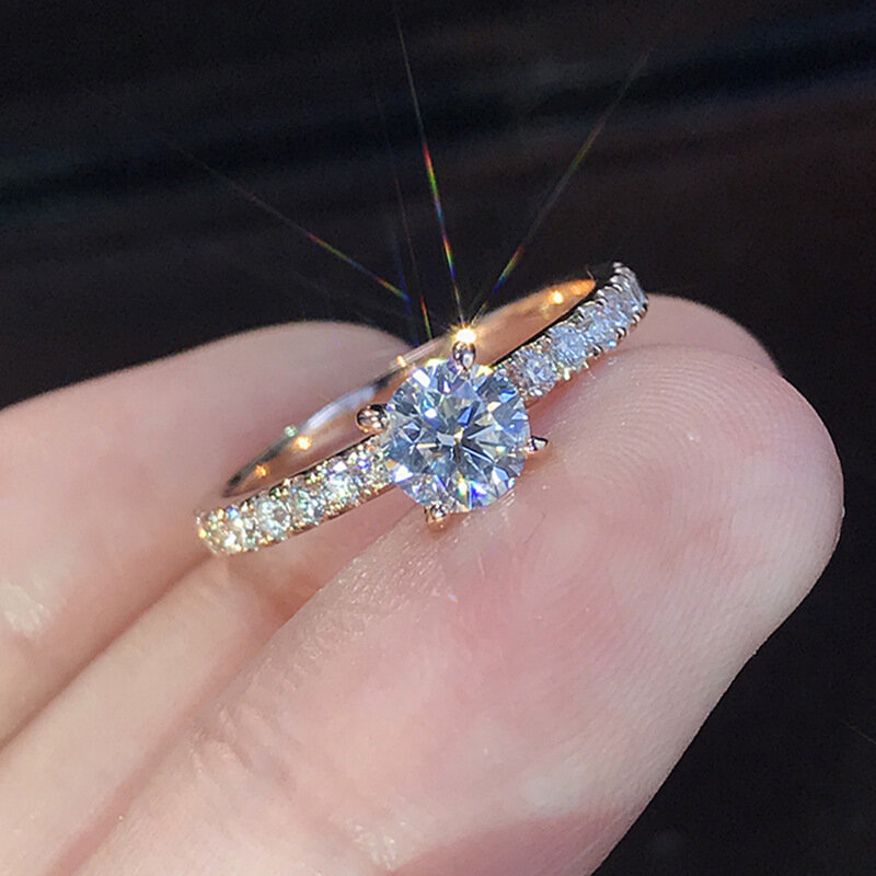 Nieuwe Trendy Crystal Engagement Ontwerp Hot Koop Ringen Voor Vrouwen Aaa Wit Zirkoon Kubieke Elegante Ringen Vrouwelijke Bruiloft Sieraden
