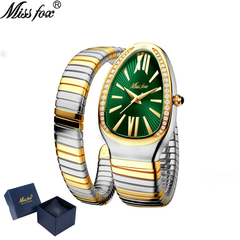 MISSFOX orologi per donna Fashion Snake Head Ladies orologi al quarzo Luxury Long bracciale donna orologi Gold Relogio Feminino